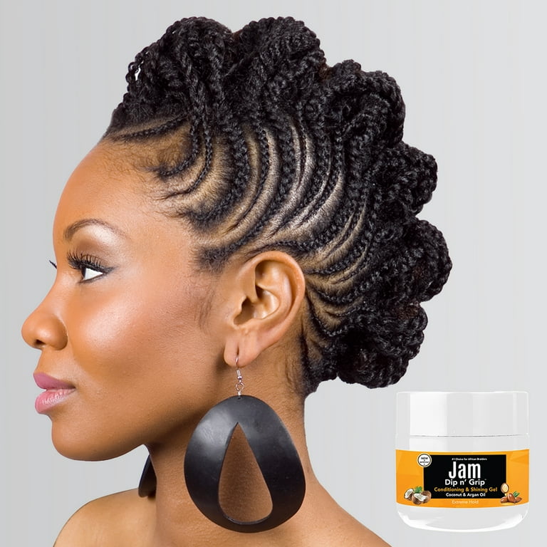 Argan and Coconut Oil Shining Gel, Conditioning, Braiding, Locs, Dreads,  Extra Extreme Hold, All Hair Types, Clear Styling Gel Great for Braiding,  Twisting, Smooth Edges, Nourishes Scalp (2oz) 