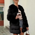 thumbnail image 4 of Olyvenn Winter Coats for Women Plus Size Faux Fur Coat Fleece Open Front Cardigan Warm Fuzzy Jacket Casual Overcoat Black XXL, 4 of 8
