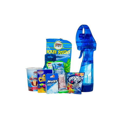 The Nuttery Summer Camp Care Package- Variety of Snack And Candy With Portable Mini Water Misting Blue Fan Spray Bottle For Beach Camping-Picnic-Hiking-Outdoor (Best Summer Camp Care Packages)