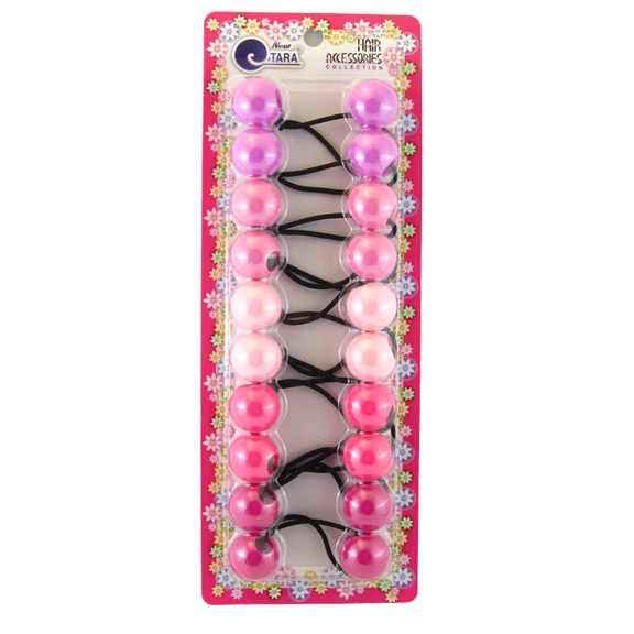 Tara Girls 20 mm Twinbead Metal Free Ponytail Holder Elastics - Solid Shades of Pink - 10 Pcs.