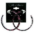 thumbnail image 2 of Pink Black & Purple Leopard Print Hoop Earrings With Faceted Crystal Accents, 2 of 2