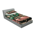 thumbnail image 2 of Ambesonne Leopard Fitted Sheet & Pillow Sham Set, Monsteras Wild Cat Lounge, Twin, Pink and Jade Green, 2 of 2