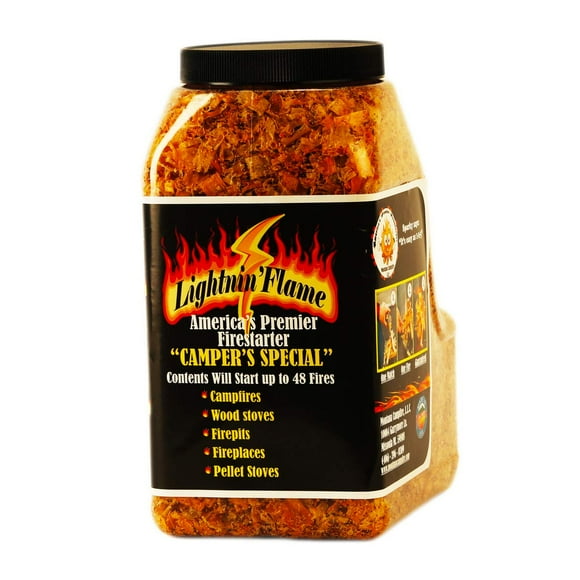 LIGHTNIN'FLAME Firestarter - All Natural Food Safe. 3 qts ignites 48 Fires