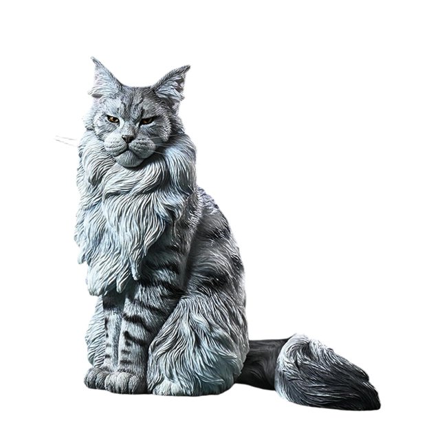 Figura de gato de Maine, escultura decorativa, modelo realista de gato sentado Estilo C