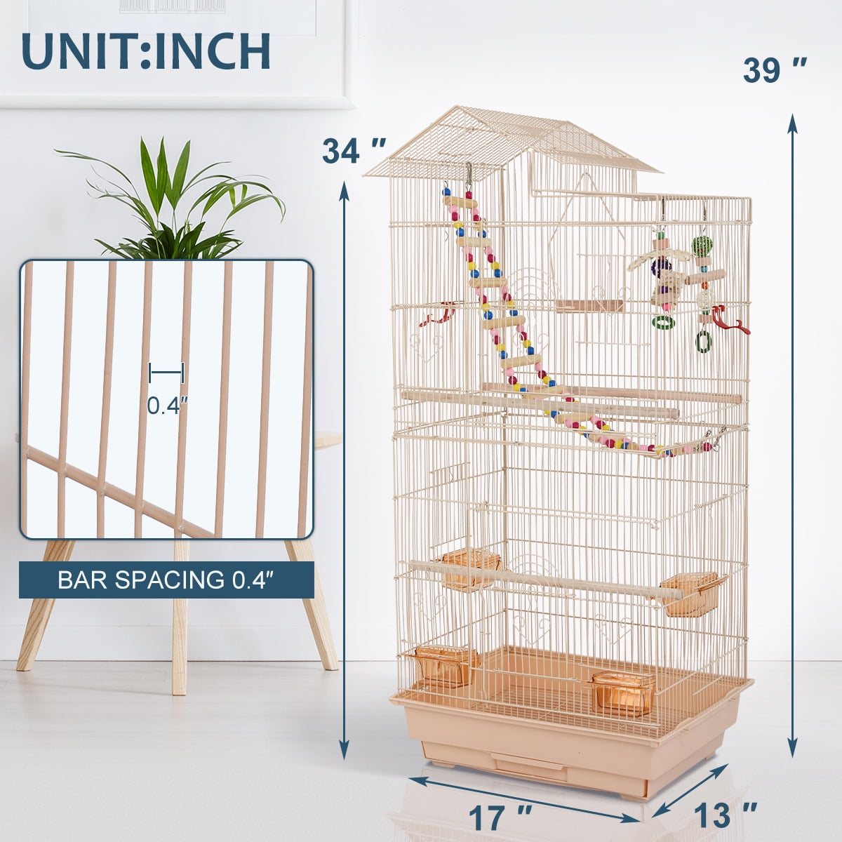 Buy Dkelincs 39 Inch Big Birdcage Study Parakeet Cage Aviary with