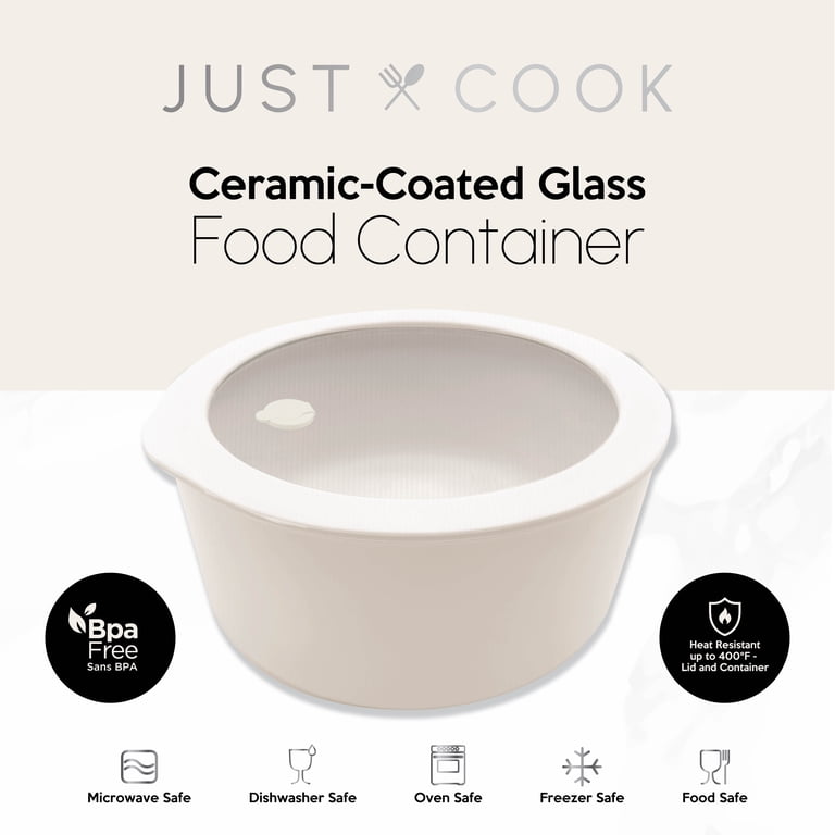 Just Cook Ceramic Glass 4-Cup Round Food Storage Container photo 6