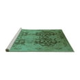 thumbnail image 2 of Ahgly Company Machine Washable Indoor Square Oriental Turquoise Blue Industrial Area Rugs, 6' Square, 2 of 4