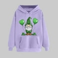 thumbnail image 2 of VBTAPA St. Patrick's Day Hoodies for Women Long Sleeve Casual Loose Pullover Tops Four Leaves Clover Shamrock 3D Printed Sweatshirts with Pocket Flash Deals of The Day Purple L, 2 of 6