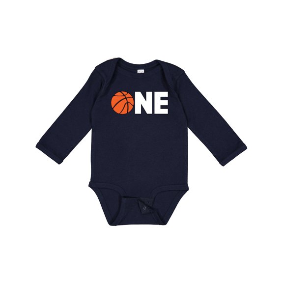 Inktastic One Basketball First Birthday Boys or Girls Long Sleeve Baby Bodysuit