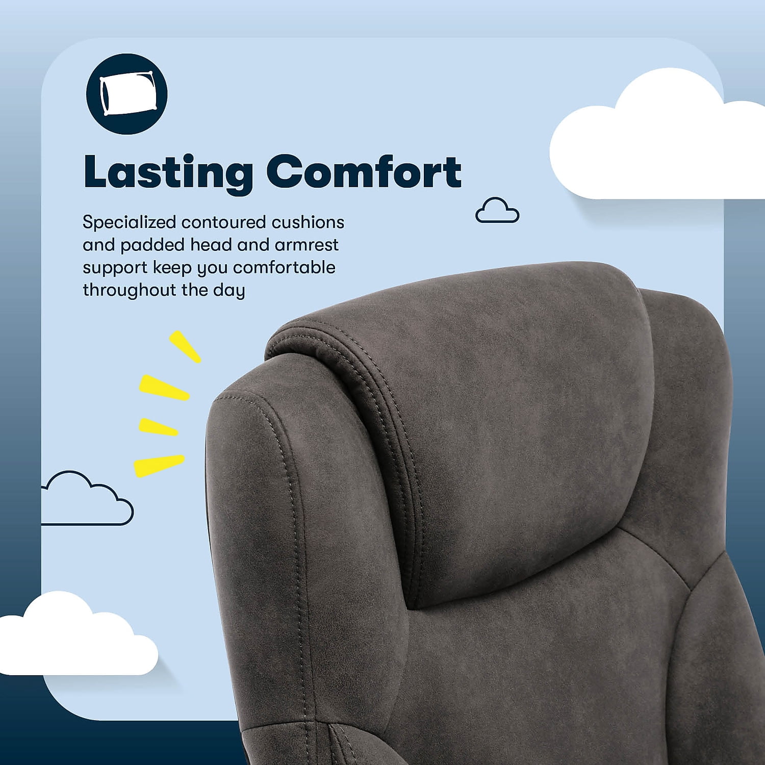 Serta Comfort Eco Office Ergonomic Computer Chair Lumber Support Brown