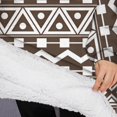 thumbnail image 3 of Oversized Wearable Blanket Hoodie,Brown and White Geometric Pattern Sherpa Blanket Hoodie with Super Pockets,Super Warm Fuzzy Pullover for Women & Men, 3 of 6