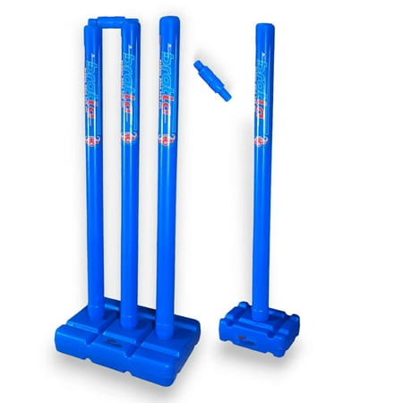 Bratla Pro Stumps for Cricket - Blue Wicket with Target Stump Set Cricket Stumps with a Base of Plastic Cricket wickets with Multi Surface Placement