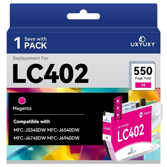 LC402 Ink Cartridge for Brother LC402 LC402XL for MFC-J5340DW MFC-J6540DW MFC-J6740DW MFC-J6940DW Printer (1Magenta)