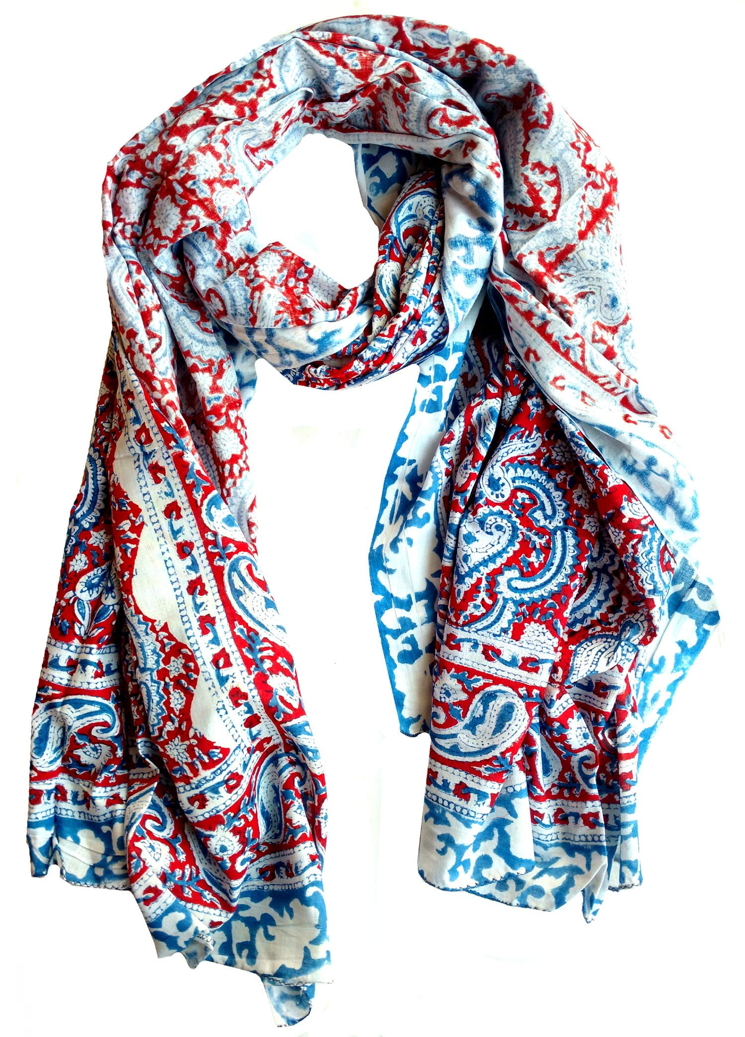 Rastogi Handcrafts 100% cotton Hand block rajasthani print scarves for women 73x44 inch size scarfs use as also sarong