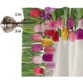 thumbnail image 5 of 3 Pieces Kitchen Curtains Valances Set Spring Floral Watercolor Short Curtain Rod Pocket Window Curtain Mothers Day Tulip Window Treatment Tiers Valances (Single Panel 54"x18",2 Tiers 27.5"x36"), 5 of 5