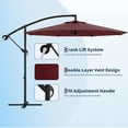 thumbnail image 3 of EastVita 10ft Patio Umbrella with Cantilever Design Cantilever Hanging Umbrella with Crank and Cross Base for Patio GardenWine Red, 3 of 5