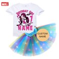 thumbnail image 3 of Conjunto de tutú y vestido para cumpleaños de niñas, traje de fiesta de cumpleaños de Monster High Boll, vestido ligero para fiesta de niñas, falda de 5 años, manga larga, 3 of 5