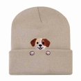 thumbnail image 4 of XIAOCHA Thick Fall‑Winter Beanie for Women，Puppy‑Embroidered Outdoor Skullcap,Khaki, 4 of 6