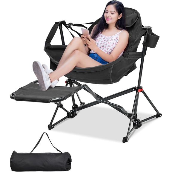 outdoor basic Adjustable Camping Folding Chair with Footrest - Portable Zero Gravity Lounge Chair for Beach, Lawn, Picnic, Fishing & Backpacking Trips, Supports 600lbs