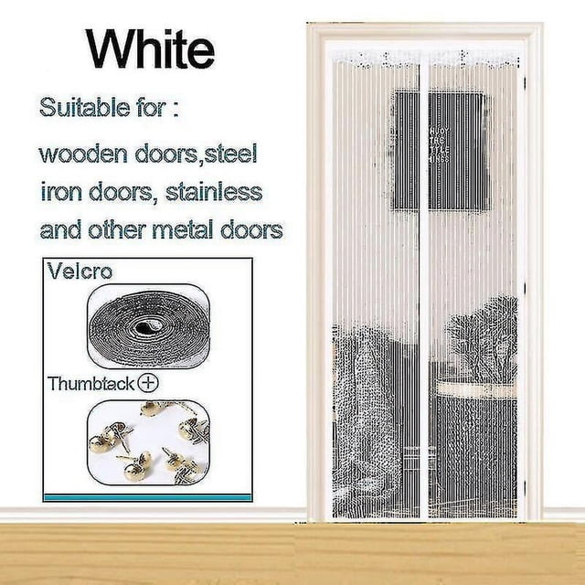 Cortina de puerta magnética resistente, antimosquitos e insectos, cierre automático, gasa invisible, compatible con mosquiteros de gran tamaño