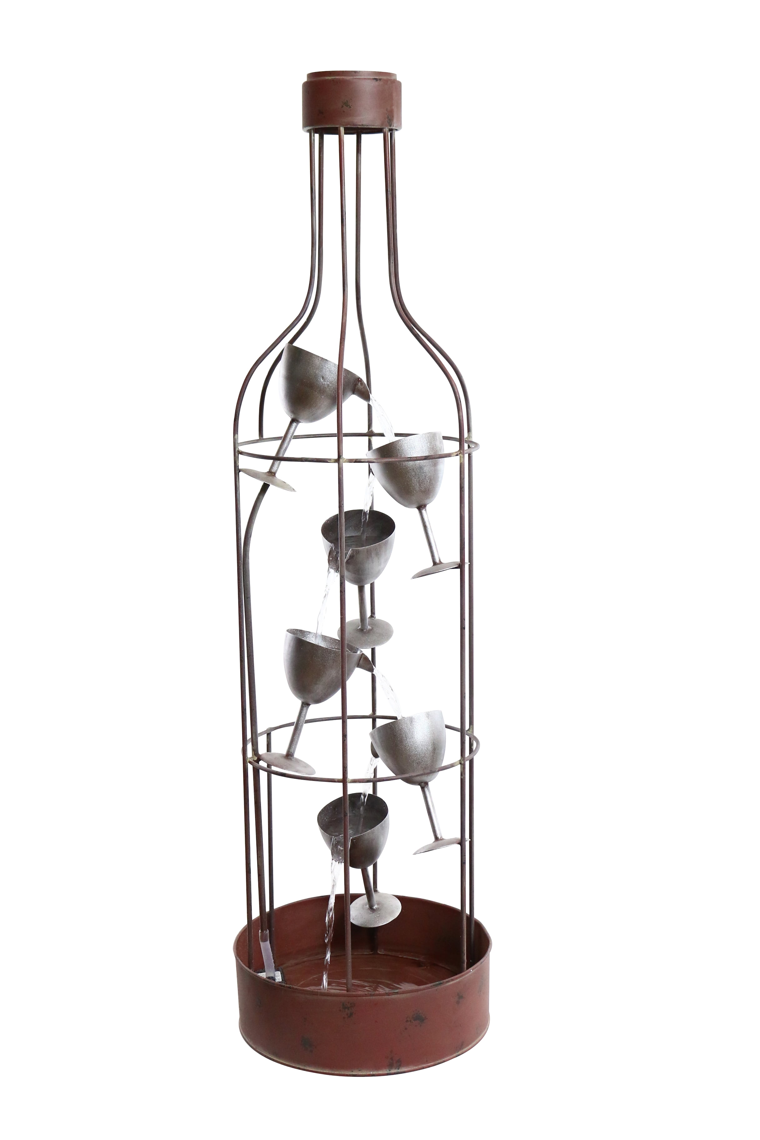 Alpine Corporation IPS210 Alpine Metal Bottle Shaped Fountain with Tiering Wine Glasses,... by Alpine