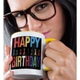 thumbnail image 2 of 3drose, Funny Cool Abstract Happy Birthday Text and Chess Players Peices, 15oz Two-tone Yellow Mug, 2 of 6