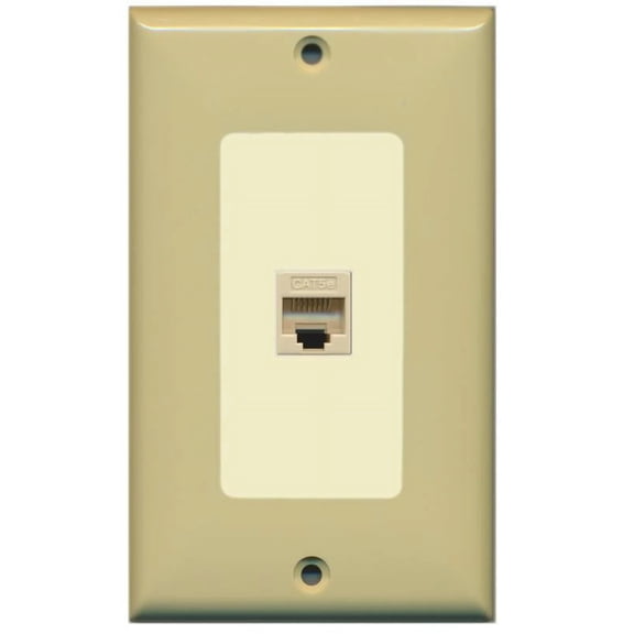 RiteAV Decorative 1 Gang 1 Port Cat5e Wall Plate - Ivory/Light Almond