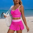 thumbnail image 6 of GEWSEY High Waisted Sporty Bikini Sets for Women Ruched Lace Up Bikini Tops & Swim Skirts 2 Piece Bathing Suits Swimsuit (Hot Pink, M), 6 of 7