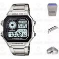 thumbnail image 3 of Reloj Casio Ae1200 Metal Mapa Mundial Full Correa Plateado Bisel Plateado Fondo Negro, 3 of 8