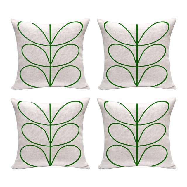 Funda de cojín de sofá de cáñamo de algodón con flores de trébol de cuatro hojas, pétalos simples modernos, funda de almohada suave para coche