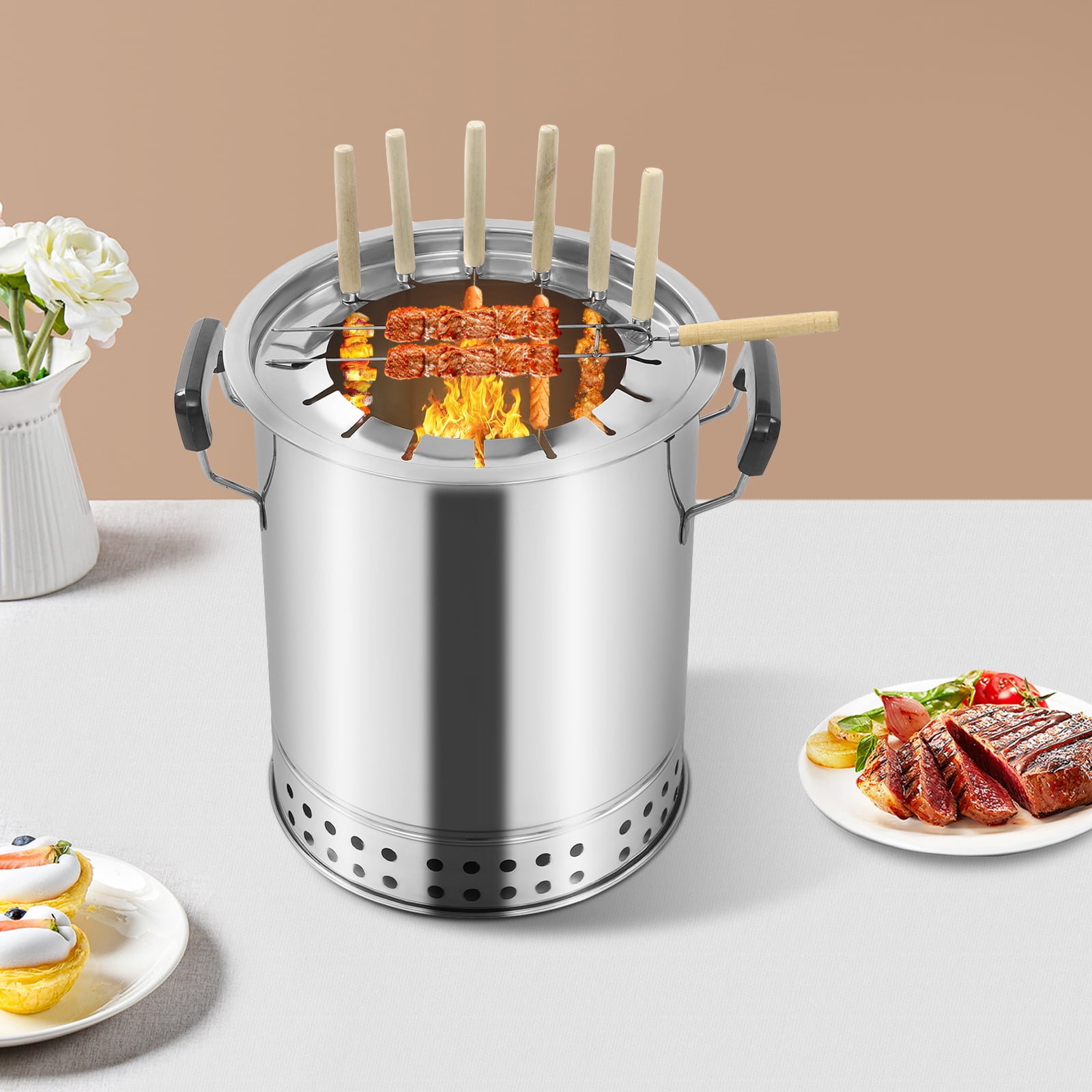 Mini Portable Charcoal Gril, Charcoal Grill, Portable Compact BBQ Charcoal Grill