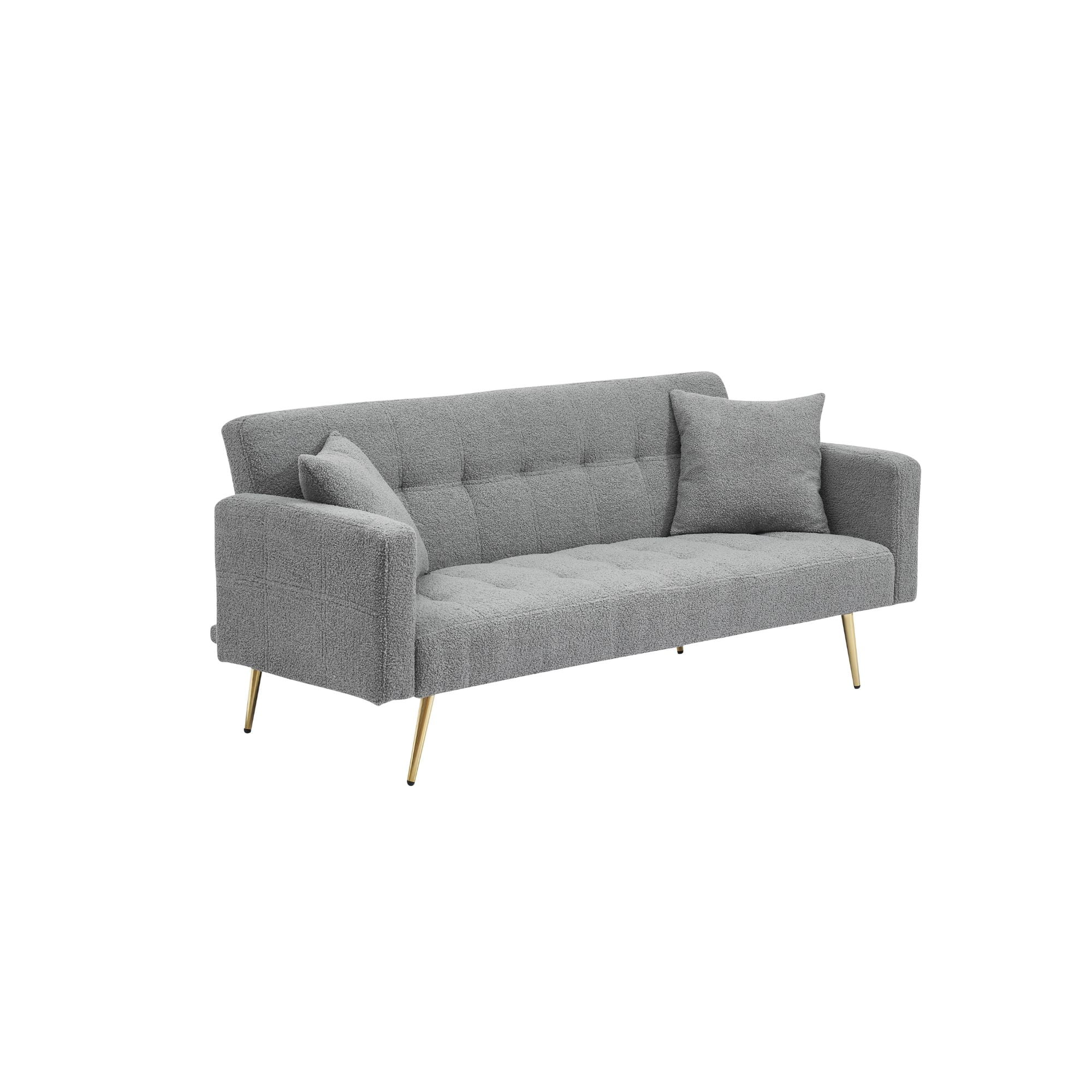 MAYEERTY Convertible Sofa Bed, Multi-Functional Loveseat Sofa with Sturdy Metal Legs for Home Small Apartments, Grey