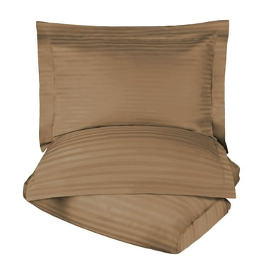 400-Thread Count 100% Egyptian Cotton Elegant Stripes Duvet Cover Set Taupe / Full/Queen