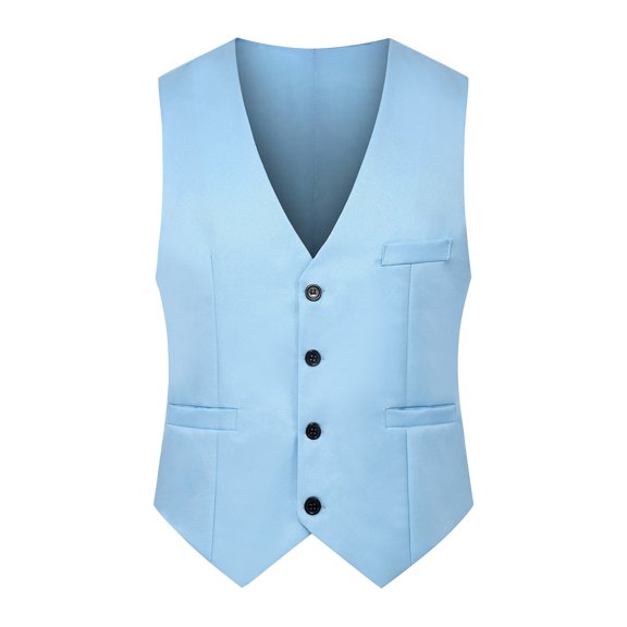 Yuhangmm Mens Tank Top, Men's Solid Color Vest for Formal Party or Stage Wear – Slim Fit Dress Vest for Men Casual British Style Sky Blue XXL