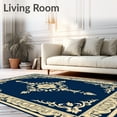 thumbnail image 2 of ODIKA 4' x 6' Machine Washable Non-Slip Area Rug, Baroque Acanthus-Leaf High Traffic Rug, Blue, 531604, 2 of 7