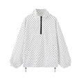 thumbnail image 6 of Sewkxo Womens Polka Dot Jackets Half-Zip Windbreaker Jacket Stand Collar Drawstring Hem Outerwear Trendy Casual Coats,White M, 6 of 6