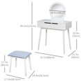 thumbnail image 3 of HOMCOM Dressing Table Vanity Table Set Make Up Table with Mirror & Stool, 3 of 10