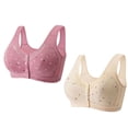 thumbnail image 2 of Gymayou 2Pcs Front Closure Bras for Older Women No Underwire Wireless Senior Bra Full Coverage Front Button Comfort Bras Multicolor#11 4XL, 2 of 9