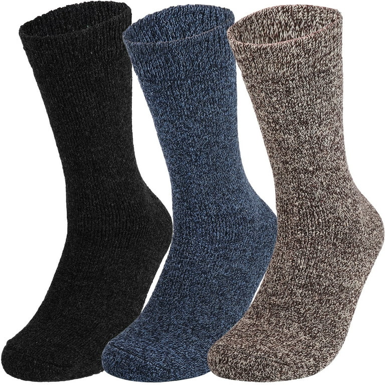 Falari 3-Pack Men Lambs Wool Socks Extreme Warm for Cold Weather