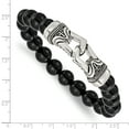 thumbnail image 5 of Primal Steel Stainless Steel Antiqued and Black Agate Stretch Bracelet, 5 of 7