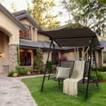 thumbnail image 2 of Costway 2-Seat Patio Swing Porch Swing with Adjustable Canopy for Garden Dark Brown, 2 of 10
