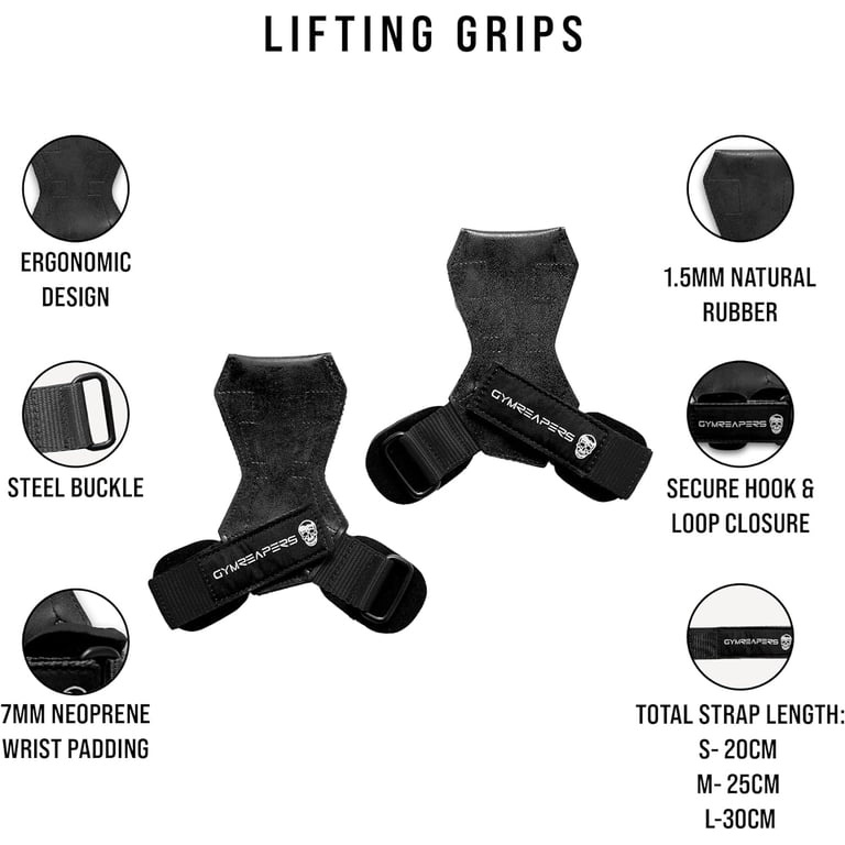 Gymreapers Weight Lifting Grips, Pair, Medium, Black photo 7