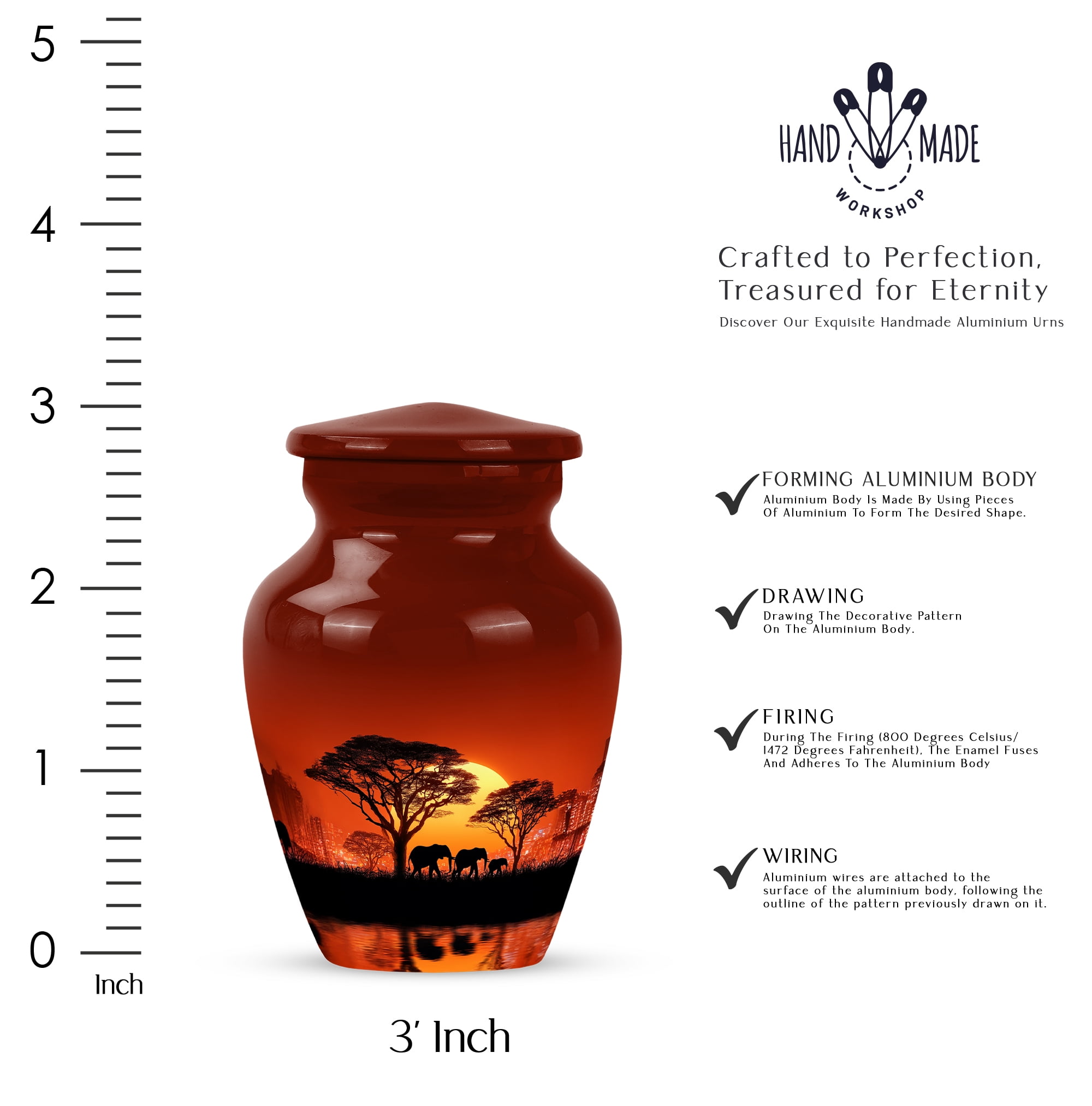 Elephant Decorative Urns For Male & Female Ashes, Funeral Urn For Human Ashes Men & Women, Small Keepsake Cremation Urns For Adult Men (Size-3 Inch 4 Pcs)