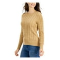 thumbnail image 6 of CHARTER CLUB Womens Gold Knit Glitter Button-shoulder Cable-knit Long Sleeve Crew Neck Sweater S, 6 of 6
