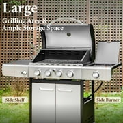 MF Studio 4 Burner Propane Gas Outdoor Grill with Side Burner Stainless Steel BBQ Grill