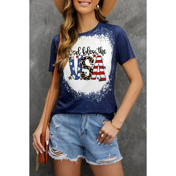 GOD BLESS THE USA Printed Tee Shirt
