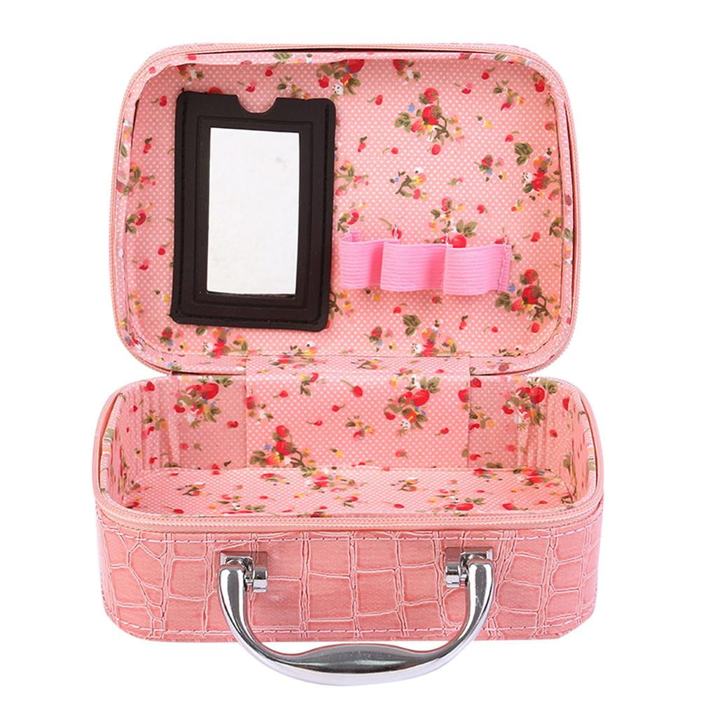 Akloker Small Square Solid Handbag Mirror Cosmetics Storage Bag Makeup Bags (Pink)