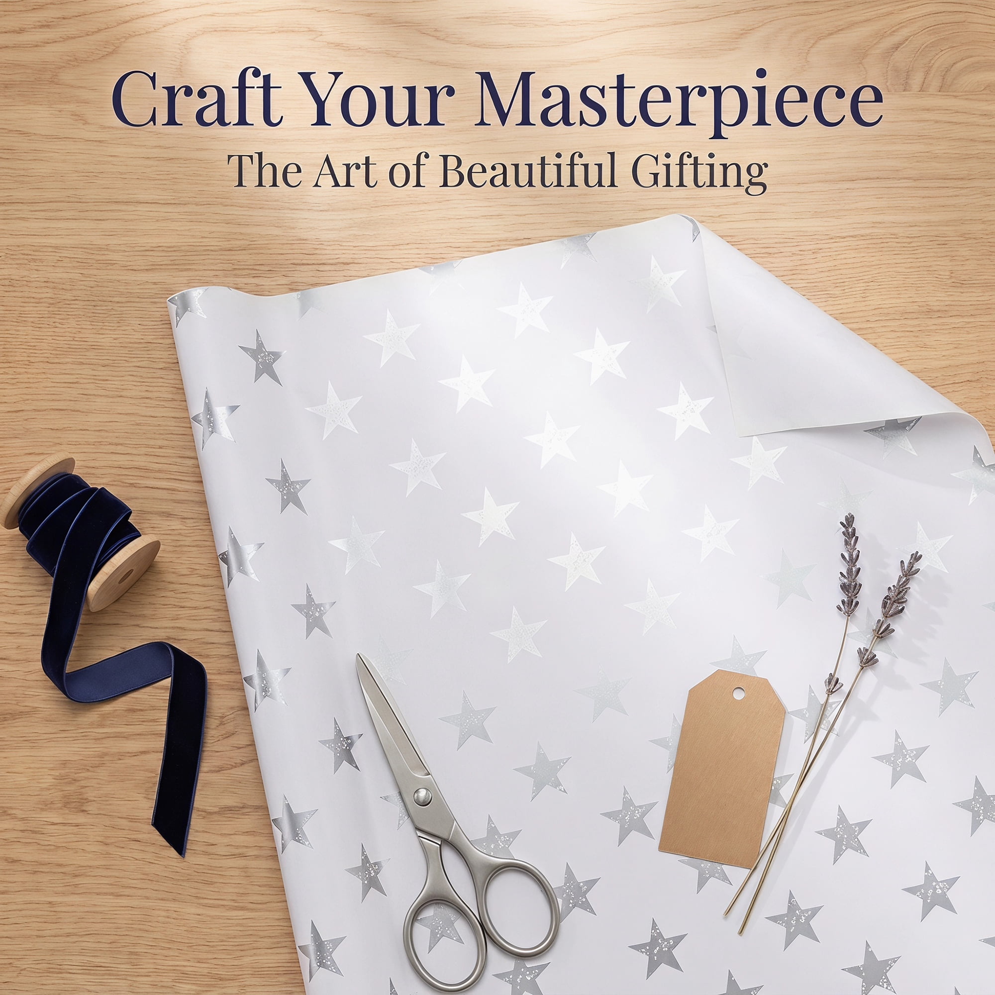 Unique Bargains Star Premium Gift Wrapping Paper Sheet for All Occasions White 27.6"x19.7"