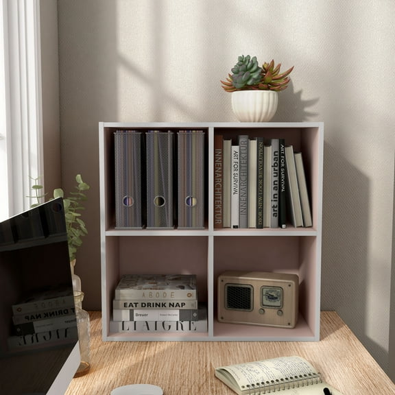 Join Stackable 4-Cube Wood Light Pink Playroom Bookcase