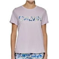 thumbnail image 2 of Calvin Klein Women's Soft Crew Neck Rolled Sleeve Graphic Logo T-shirt (City Tag Orchid, XS), 2 of 4